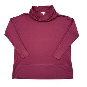 Garnet Hill Cowl Neck Knot Tunic Top Size XS Red Long‎ Sleeve Pullover Basics